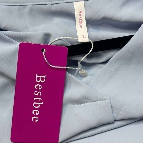 Bestbee Blue‎ Blouse Petal Sleeves Size Large - Picture 3 of 6